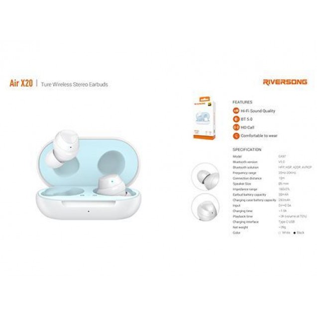 Riversong Air X20 Earbuds White Riversong Air X20 Earbuds White