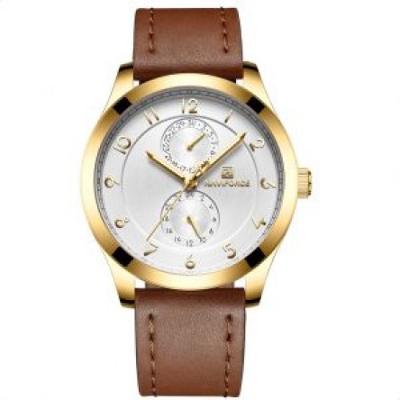 Naviforce  Leather Round Analog Watch for Men
