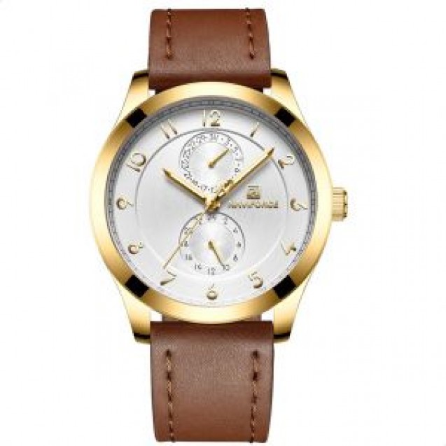 Naviforce  Leather Round Analog Watch for Men