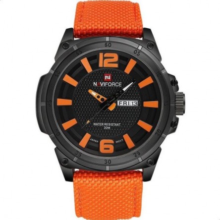 Naviforce  Nylon Round Analog Watch for Men - Orange