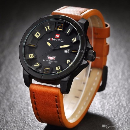 Naviforce Casual Watch For Men Analog-Digital PU Leather 