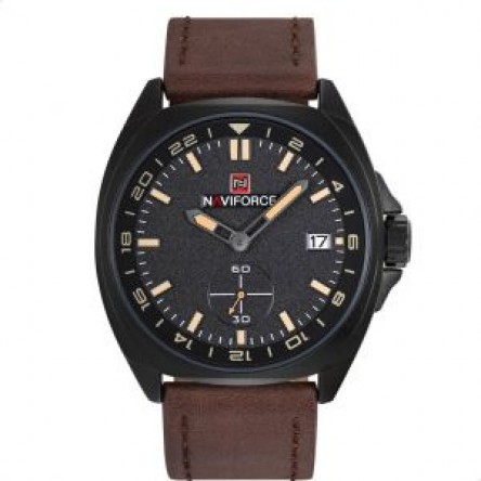 Naviforce  Leather Round Analog Watch for Men