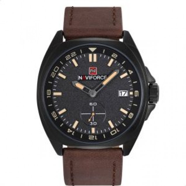 Naviforce  Leather Round Analog Watch for Men