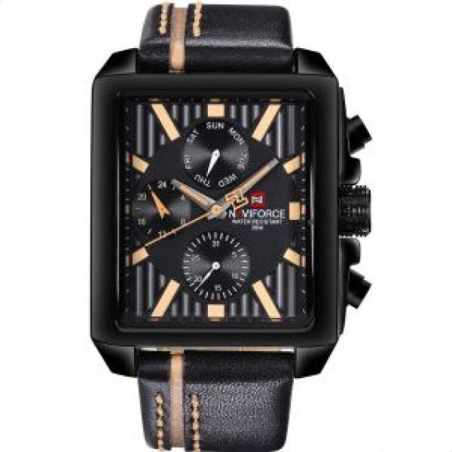 Naviforce  Leather Rectangular Analog Watch for Men