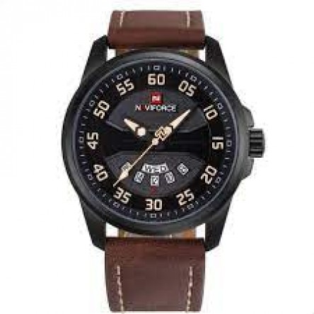 Naviforce  Leather Round Analog Watch for Men