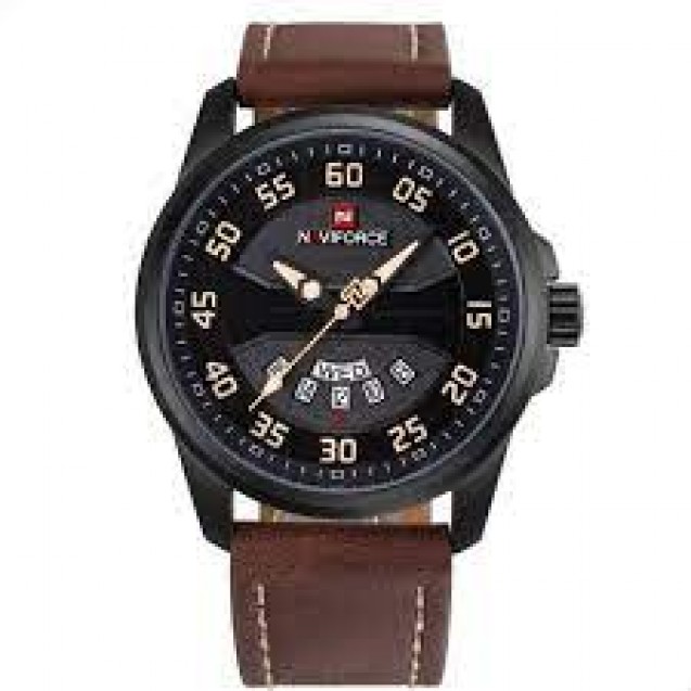 Naviforce  Leather Round Analog Watch for Men