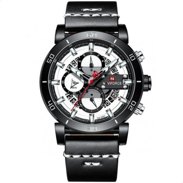 Naviforce  Leather Round Analog Watch for Men