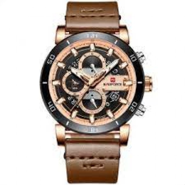 Naviforce  Leather Round Analog Watch