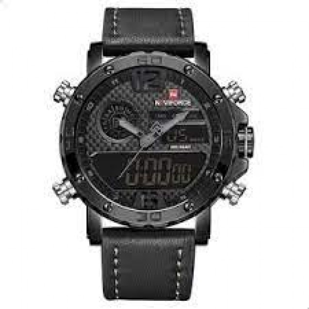 Naviforce Casual Watch For Men Analog-Digital Leather 