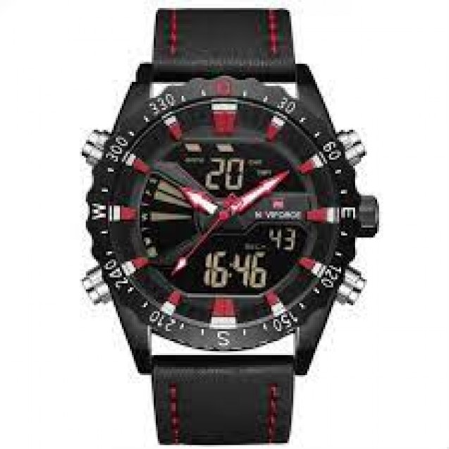 Navi Force  Round leather watch for men 