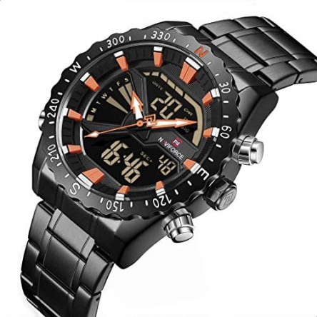 Naviforce  Stainless Steel Round Analog-Digital Watch for Men