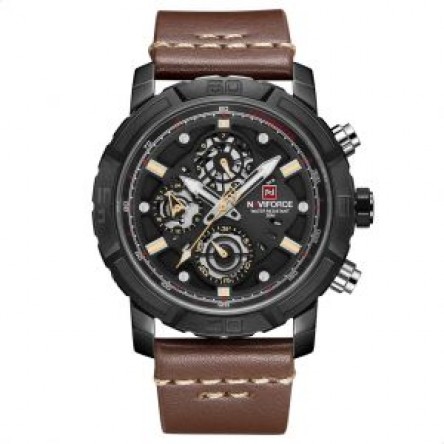 Naviforce  Leather Round Analog Watch for Men