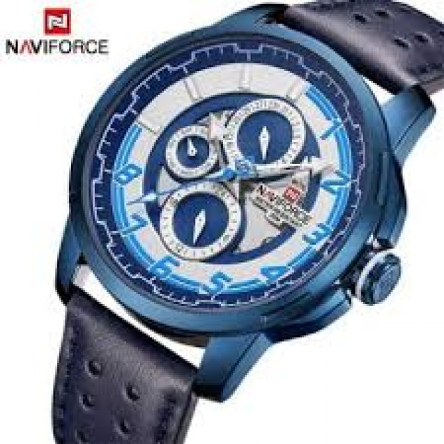 Naviforce  Leather Round Analog Watch for Men