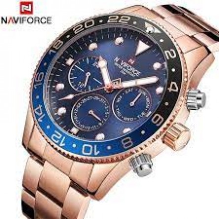 Naviforce  Stainless Steel Navy Dial Round Analog Watch for Men