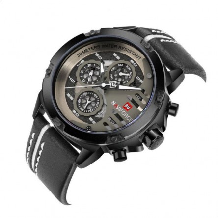 Naviforce  Leather Round Analog Watch for Men