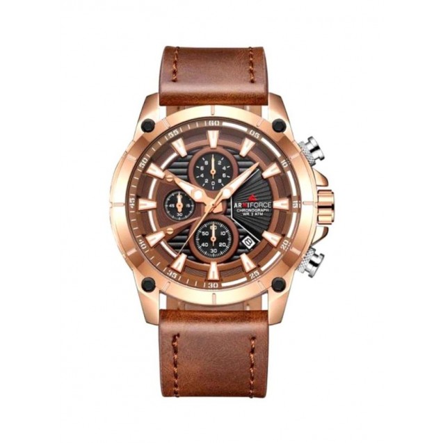 Naviforce Leather Round Analog 