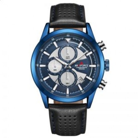 Naviforce  Leather Blue Dial Round Analog