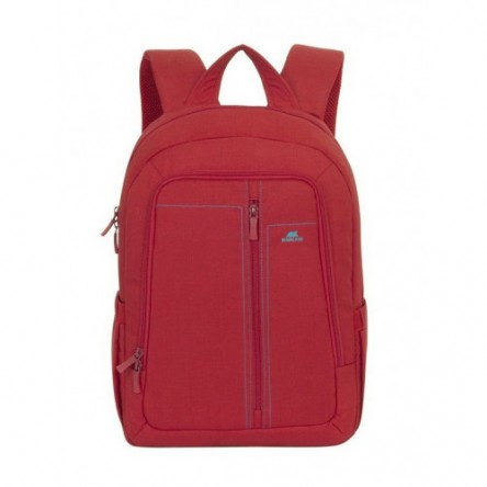 Rivacase Canvas Laptop Backpack, 15.6 Inch, Red - 7560
