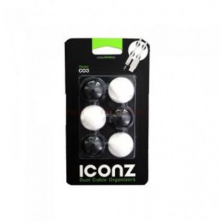 iconz  (Cable Organizer Round Medium Black/White)- 6 Pieces