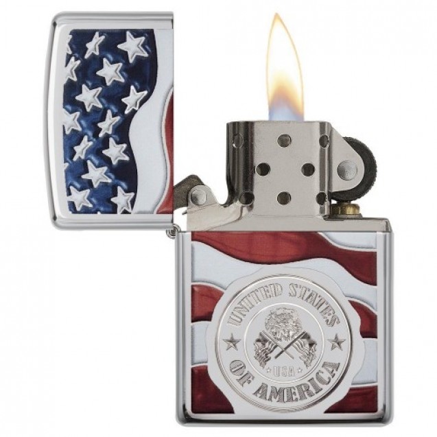 ZIPPO American Stamp on Flag