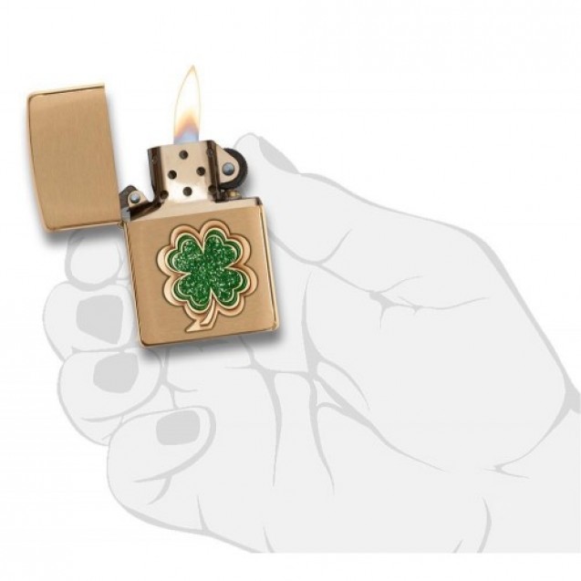 Zippo Shamrock Lighter Gold and Green