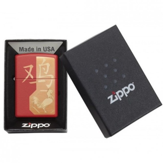 Zippo Rooster Lighter Red Matte