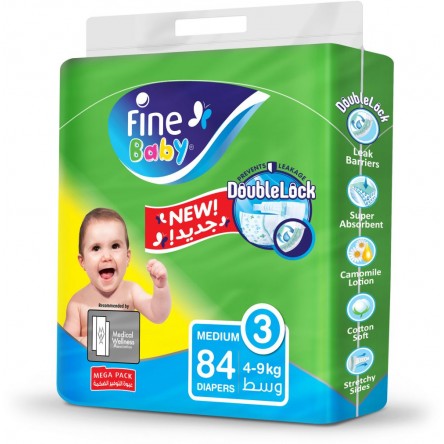 Fine Baby Diapers, Size 3, Medium 4-9kg 84 Diaper Count