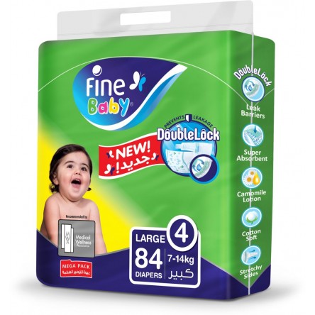 Fine Baby Diapers,Size 4, Large 7-14kg 84 Diaper Count
