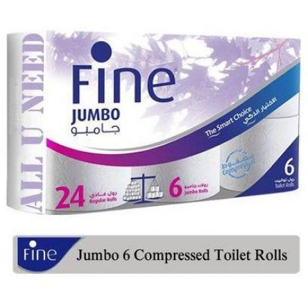 Fine JUMBO pack Toilet Tissues - 6 Compressed Rolls - The Smart Choice