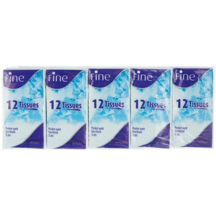 Fine Sterilized Tissues, Pack of 10 - 12 Sheets, 3 Ply