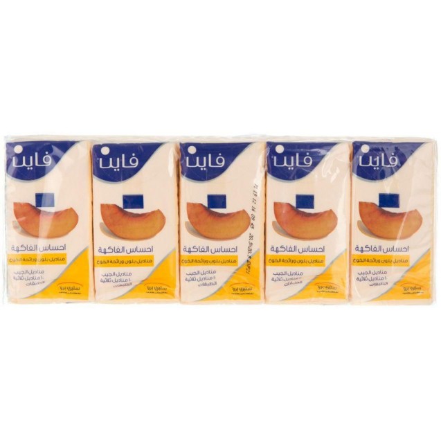 Fine Set Of 10 Pocket Packs Peach Scented , 10 Sheets - 3 Ply Fine Set Of 10 Pocket Packs Peach Scented , 10 Sheets - 3 Ply